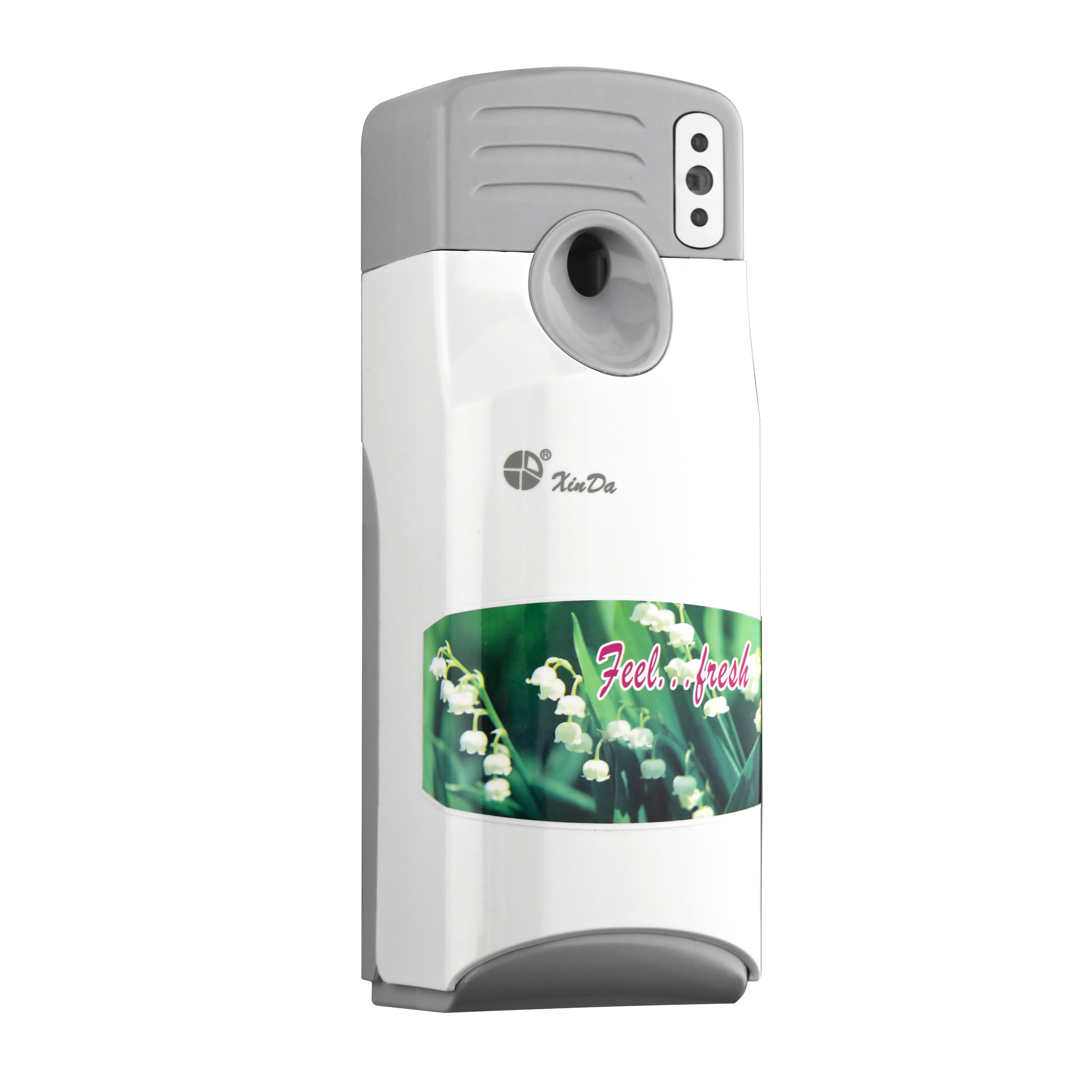 Der XinDa PXQ288 Toilettenbewegungssensor LCD batteriebetriebener automatischer Lufterfrischer an der Wand montierter Parfüm-Aerosolspender